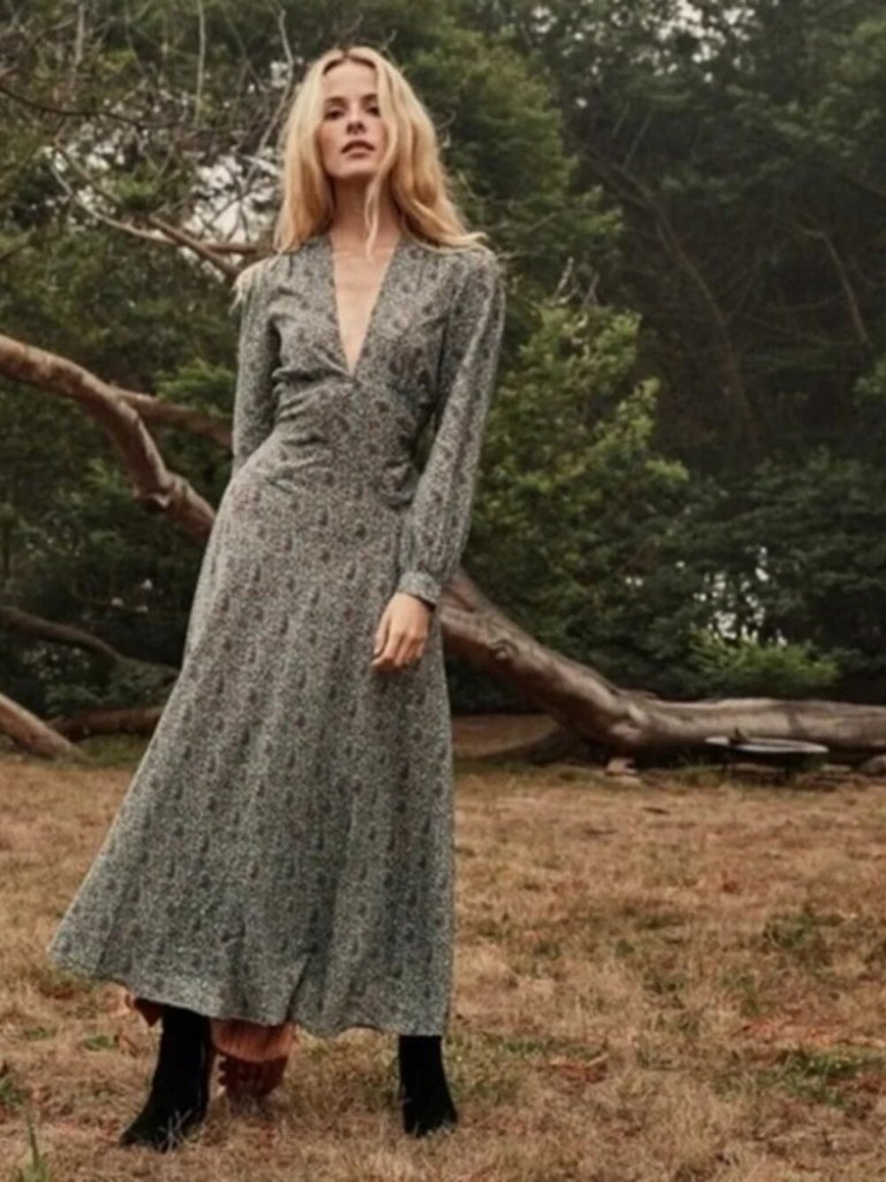 Doen Charleston Dress Blue Tilsbury Paisley Dress.  SZ M